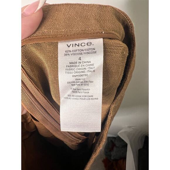 Vince Cotton Blend Pintuck High-Waisted Tailored Shorts Amber Wave Women's US 4 - Picture 8 of 10